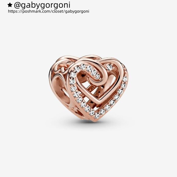 Pandora Sparkling Entwined Hearts Charm - Picture 1 of 6